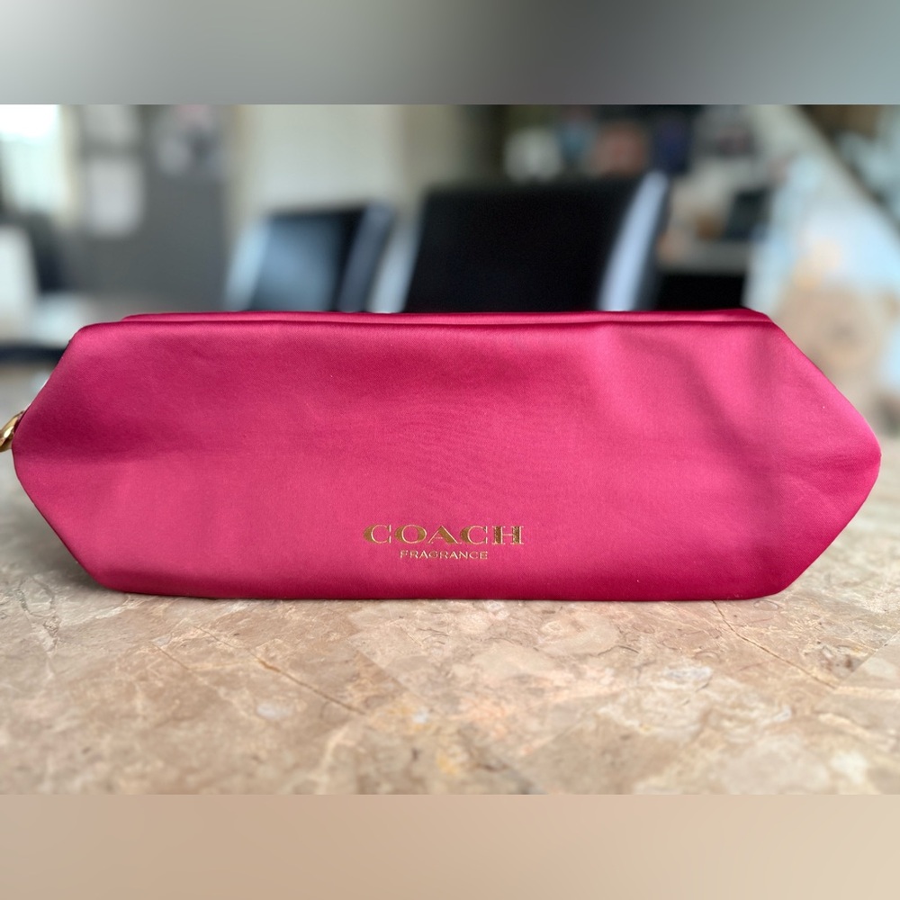 Coach Pink Cosmetic Pouch with Gold Logo